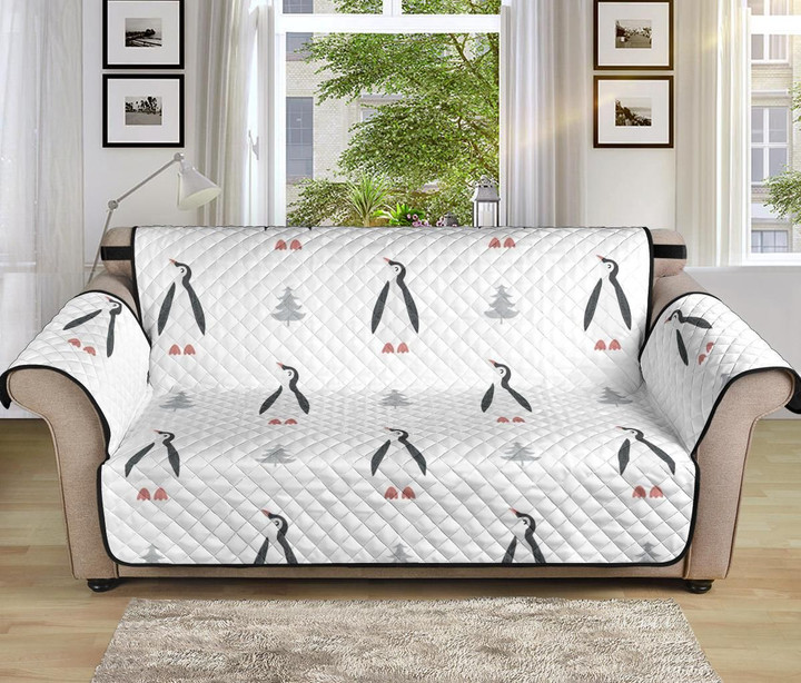 White Theme Cute Penguin Pattern Sofa Couch Protector Cover