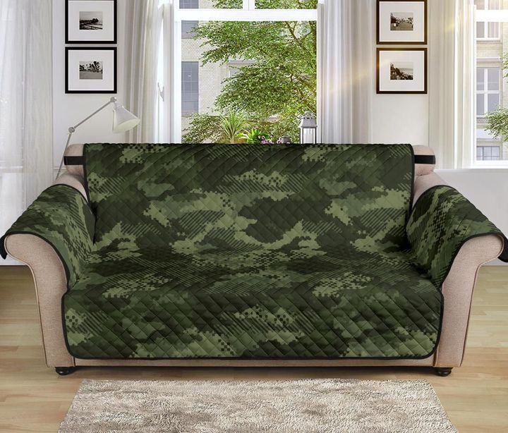 Cool Digital Green Camo Camouflage Sofa Couch Protector Cover