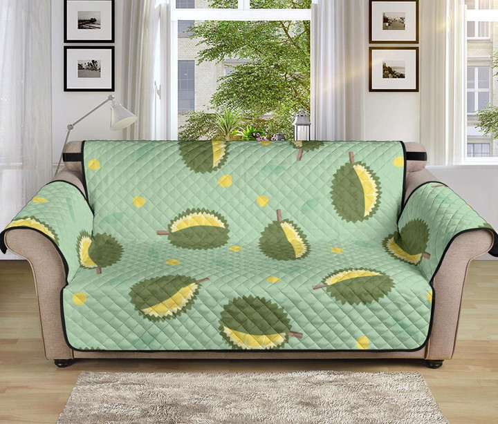 Ripe Durian On Sky Blue Color Design Sofa Couch Protector Cover