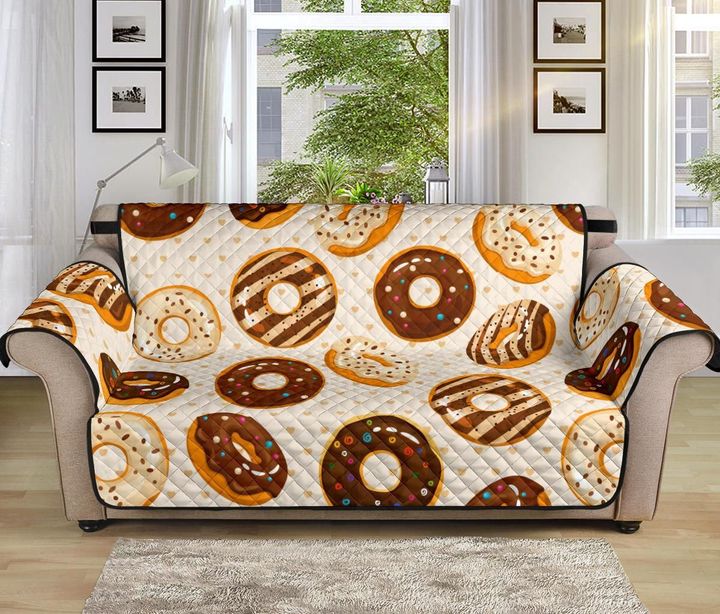 Chocolate Donut Into Sweet Dessert Design Sofa Couch Protector Cover