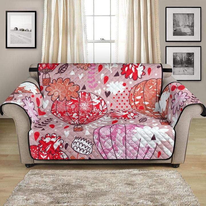 Beautiful Design Red And Pink Hot Air Balloon Pattern Sofa Couch Protector Cover