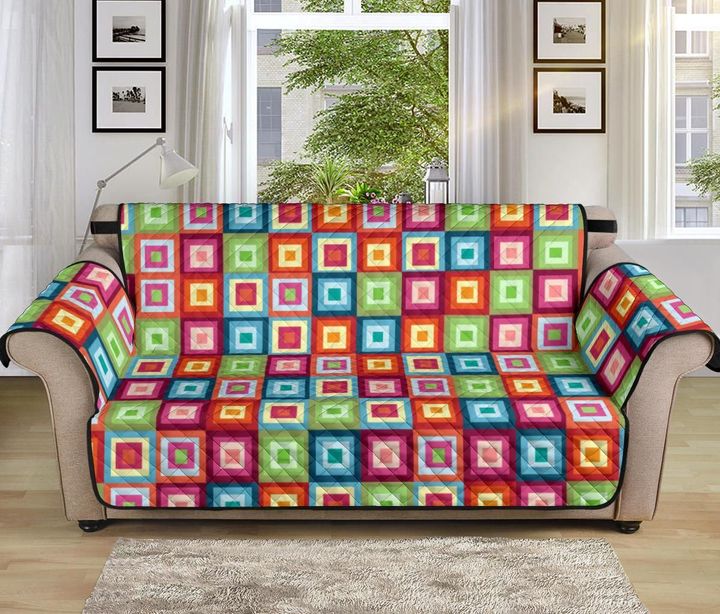 Vibrant Rainbow Rectancular Design Sofa Couch Protector Cover