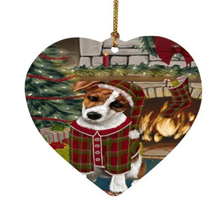 Cute Jack Russell Terrier Dog On Holiday Ornament