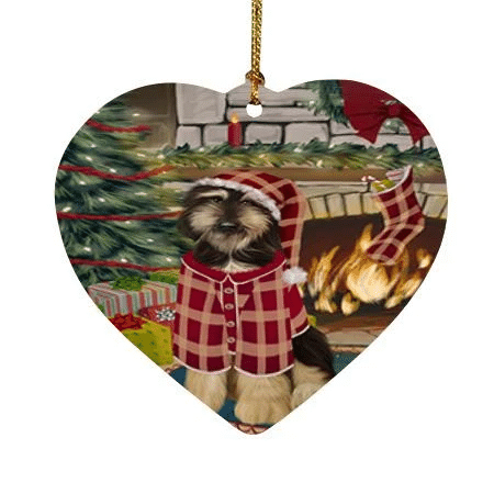 Red Pattern Gift Afghan Hound Dog Heart Ornament