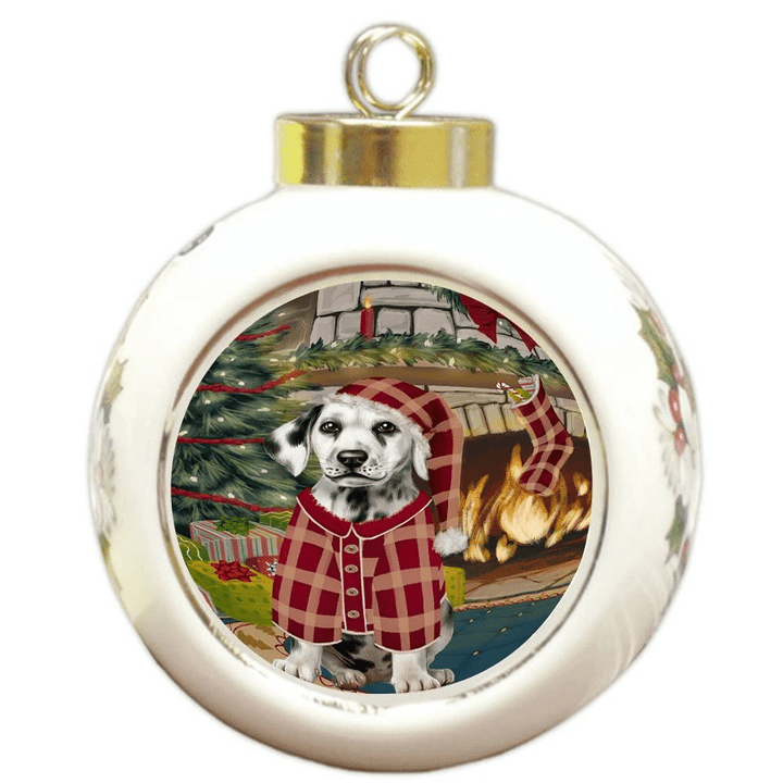 Red Pattern Gift Dalmatian Dog Round Ball Ornament