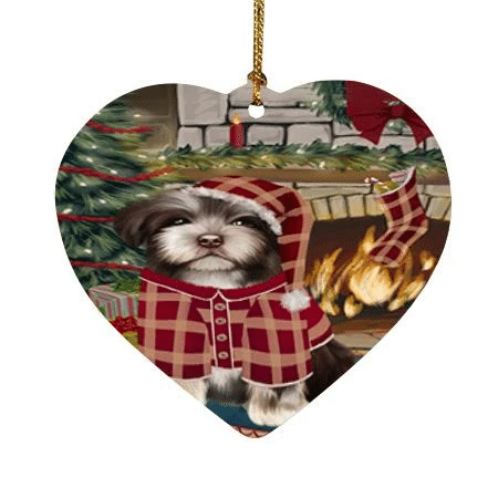 Awesome Havanese Dog Red Heart Ornament The Stocking Was Hung