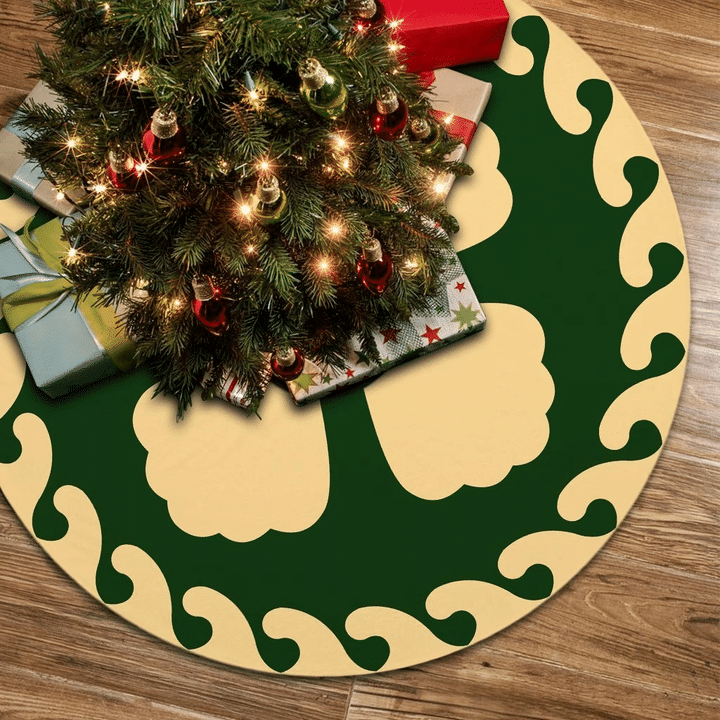 Awesome Tree Skirt Green And Beige Hawaiian Quilt Pattern Pearl