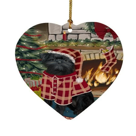 Excellent Red Heart Ornament The Stocking Was Hung Affenpinscher Dog