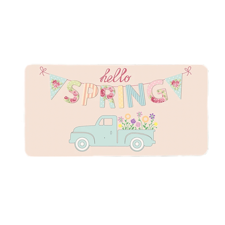 Hello Spring In Pastel Color Wooden Rectangle Door Sign Home Decor