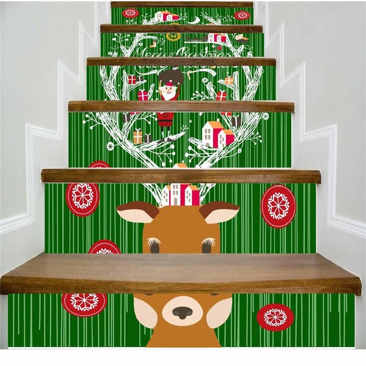 Green Theme Cute Deer Stair Stickers Stair Decals Home Decor