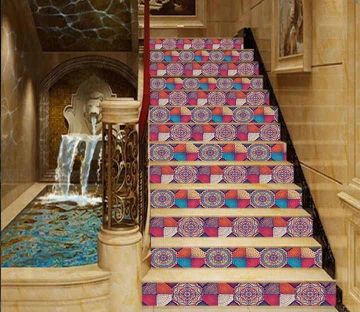 Vibrant Color Retro Design Stair Stickers Stair Decals Home Decor