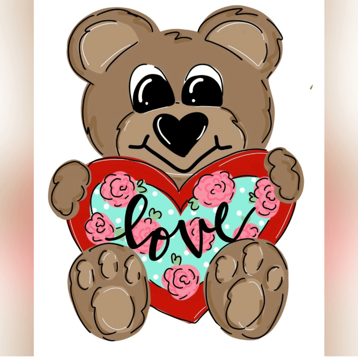 Teddy Bear With Heart Wooden Custom Door Sign Home Decor