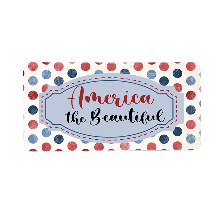 America The Beautiful Colorful Dots Wooden Rectangle Door Sign Home Decor