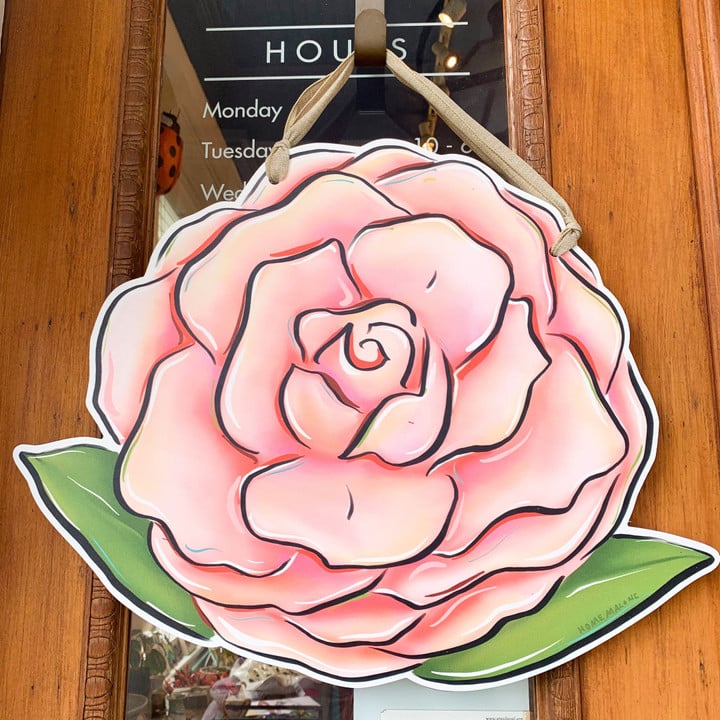 The Beauty Of Camellia Wooden Custom Door Sign Home Decor
