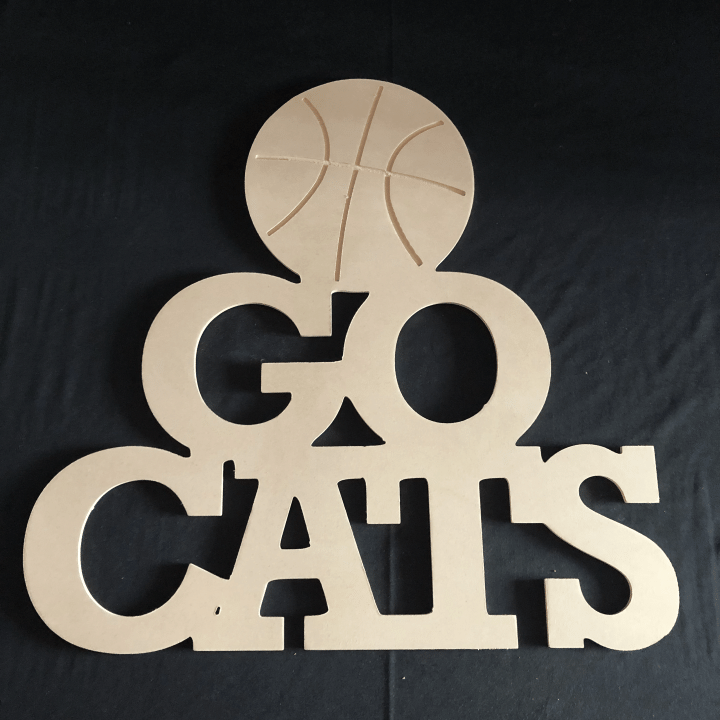 Excellent Go Cats With Basketball Cutout Wooden Custom Door Sign Home Decor
