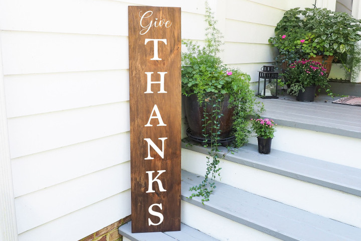 Lovely Design Give Thanks Wooden Rectangle Door Sign Home Decor