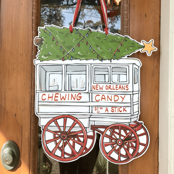 Wooden Custom Door Sign Home Decor Roman Candy Christmas Pine Tree