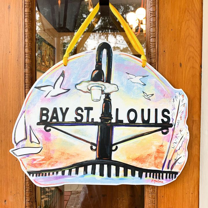Bay St. Louis Seagulls Wooden Custom Door Sign Home Decor