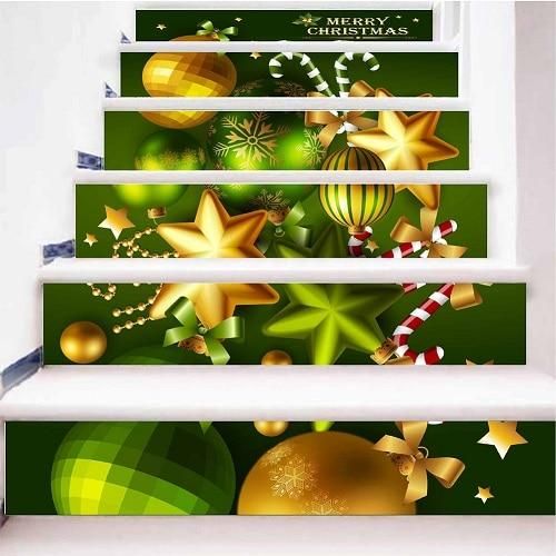 Christmas Gold Ball Pattern Stair Stickers Stair Decals Home Decor