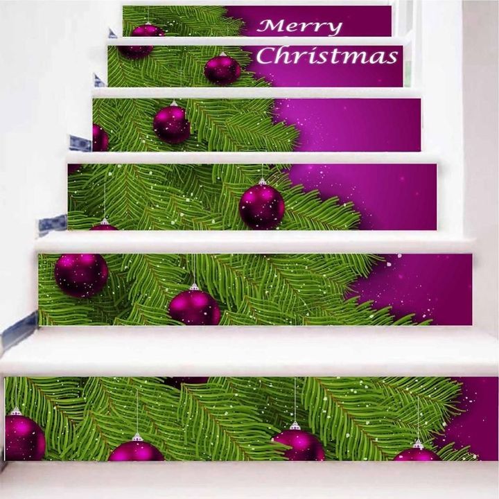 Christmas Tree And Balls Pattern Stair Stickers Stair Decals Home Decor