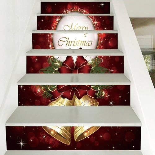 Merry Christmas Pattern Stair Stickers Stair Decals Home Decor