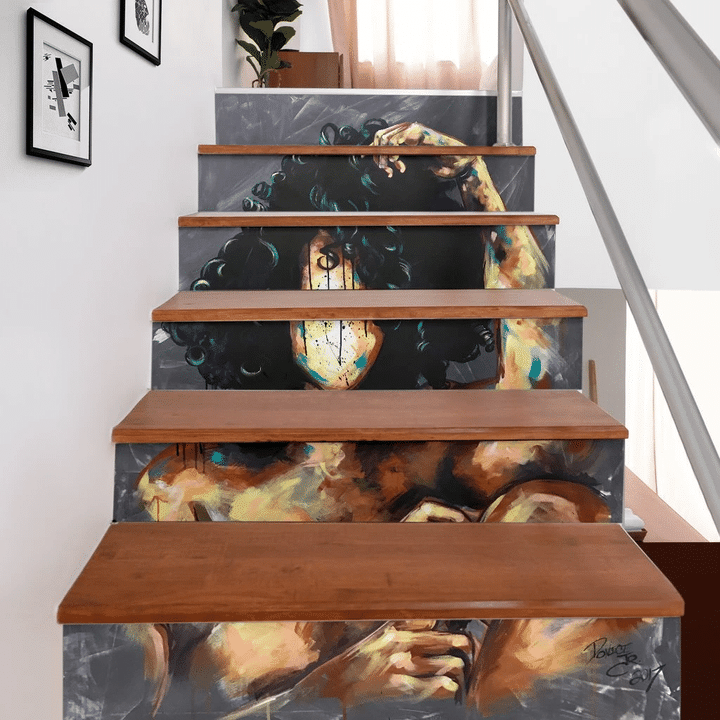 Exquisite African Woman Stair Stickers Stair Decals Home Decor