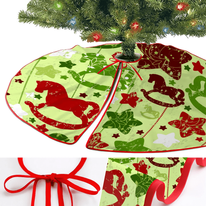 Retro Christmas With And Star Grunge Background Christmas Tree Skirt Home Decor