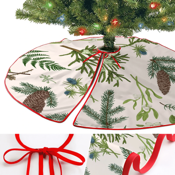 Christmas Plant Background With Winter Trees Christmas Tree Skirt Home Decor
