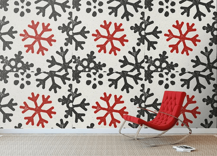 Grungy Snowflakes Symbol Christmas Background Wallpaper Wall Mural Home Decor