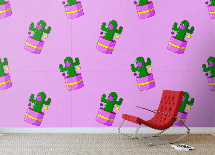 Christmas Cactus And Ball On Purple Wallpaper Wall Mural Home Decor