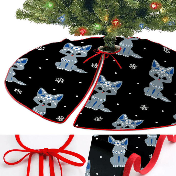 Christmas Wolf In Ethnic Style Forest Christmas Tree Skirt Home Decor