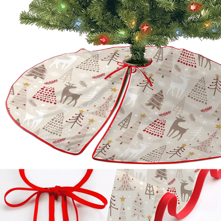 Christmas Deer And Decoration Winter Forest Christmas Tree Skirt Home Decor
