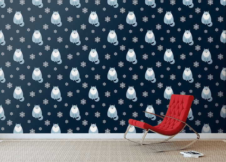 Christmas Snowflakes And Wolf In Ethnic Style Wallpaper Wall Mural Home Decor
