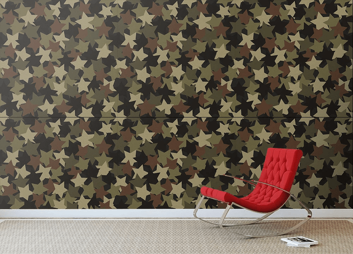 Military Camoflage With Stars For Christmas Party Wallpaper Wall Mural Home Decor