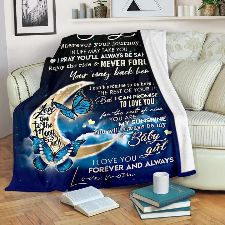 Present For Daughter Love You To The Moon And Back Design Sherpa Fleece Blanket