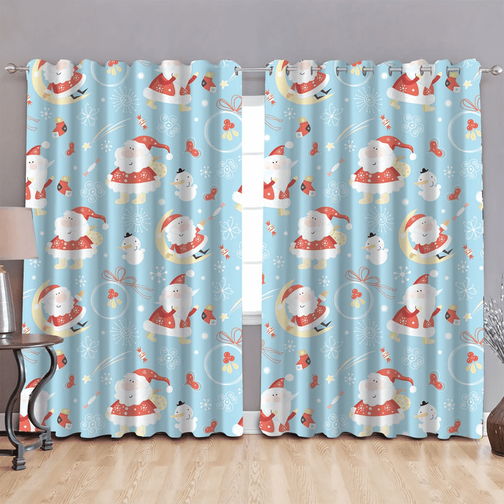 Cute Moments Of Santa Claus On Christmas Holiday Window Curtains Door Curtains Home Decor