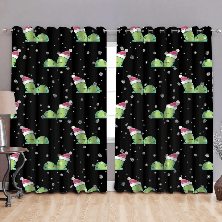 Christmas Green Cactus In Santa Claus Hats Window Curtains Door Curtains Home Decor