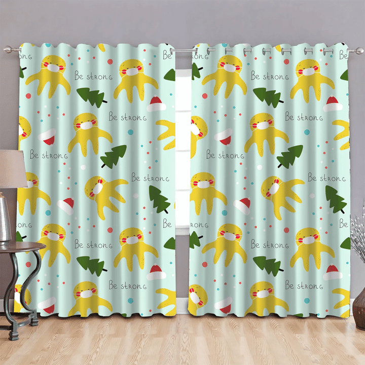 Christmas Holiday With Yellow Octopus And Tree Window Curtains Door Curtains Home Decor