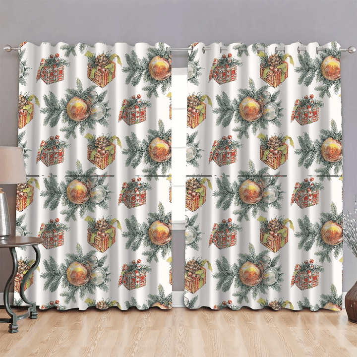 Luxurious Gift Boxes And Berries Branches Imitation Of Embroidery Window Curtains Door Curtains Home Decor