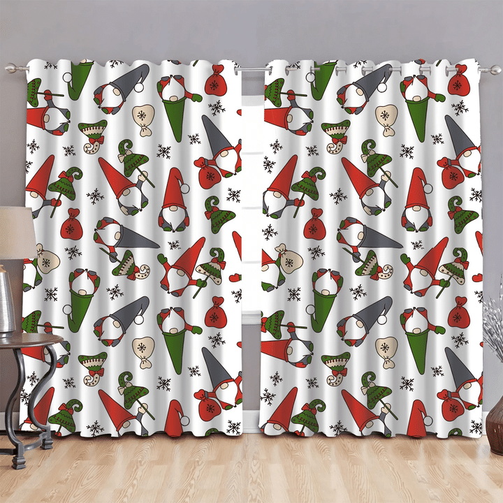 Christmas Gnomes With Santa Hat And Gifts Bag Window Curtains Door Curtains Home Decor