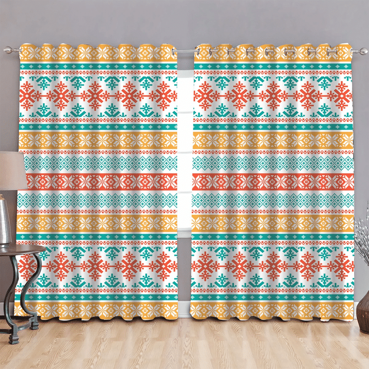 Colorful Traditional Border Knitted Style Snowflakes Window Curtains Door Curtains Home Decor