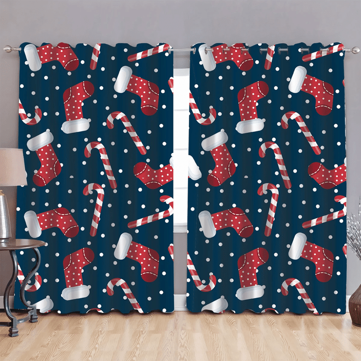 Red And White Christmas And Candy Cane Window Curtains Door Curtains Home Decor