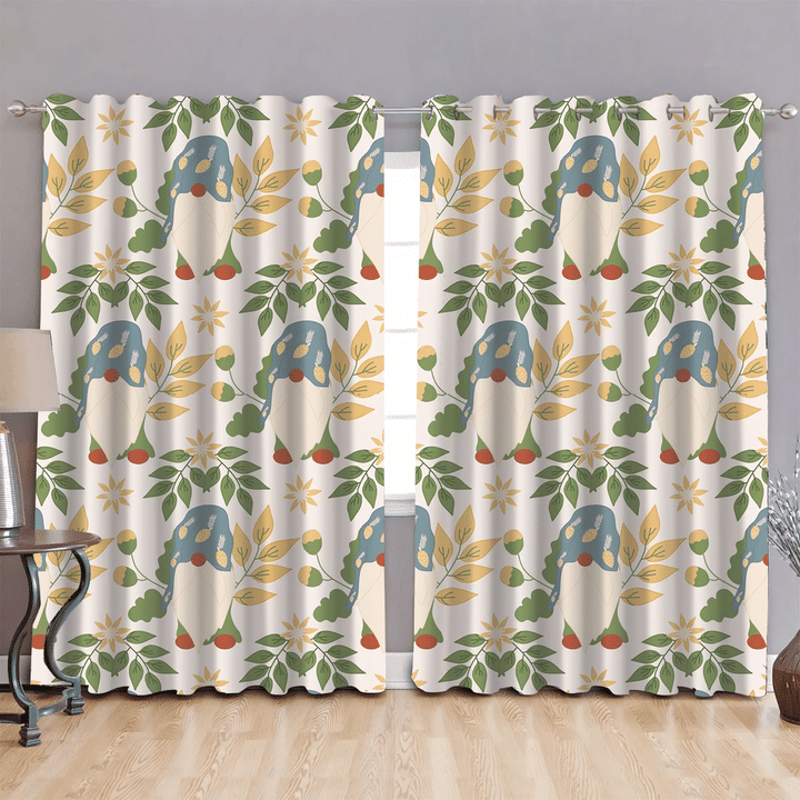 Colorful Flowers And Gnomes Christmas Illustration Window Curtains Door Curtains Home Decor