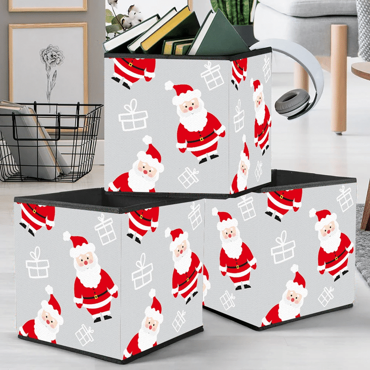 Cute Cartoon Santa Claus Hand Drawn Christmas Gift Pattern Storage Bin Storage Cube