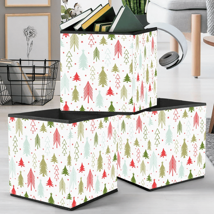Colorful Christmas Tree And Small Stars Storage Bin Storage Cube