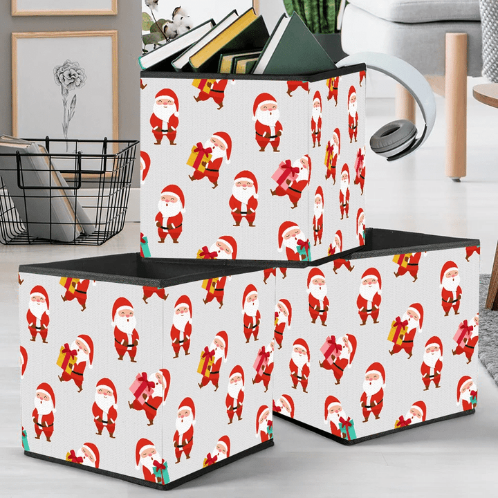 Happy Santa Preparing Gifts For Children Christmas Holiday Storage Bin Storage Cube