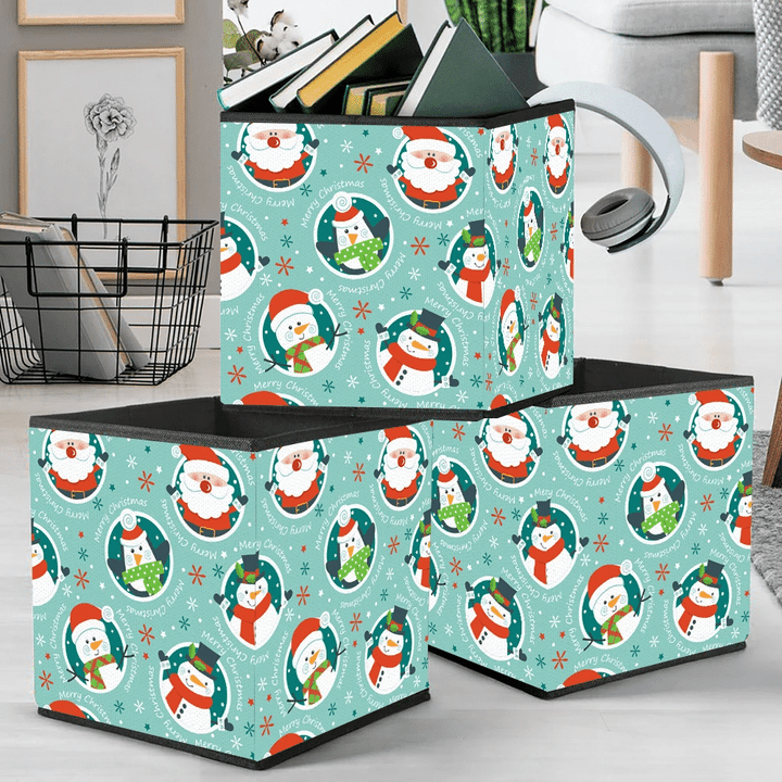 Penguin Santa Clause And Christmas Snowman Storage Bin Storage Cube