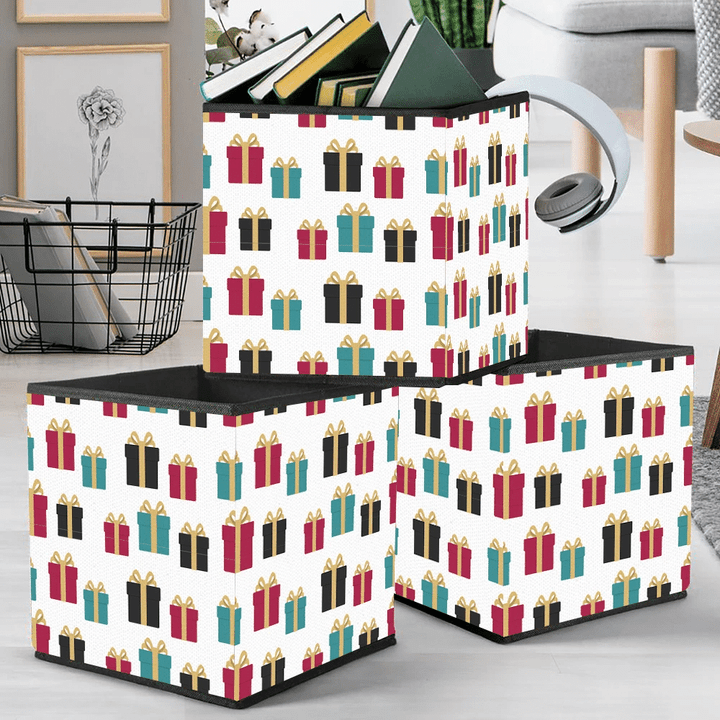 Abstract Modern Gift Boxes With Yellow Bow Pattern Storage Bin Storage Cube