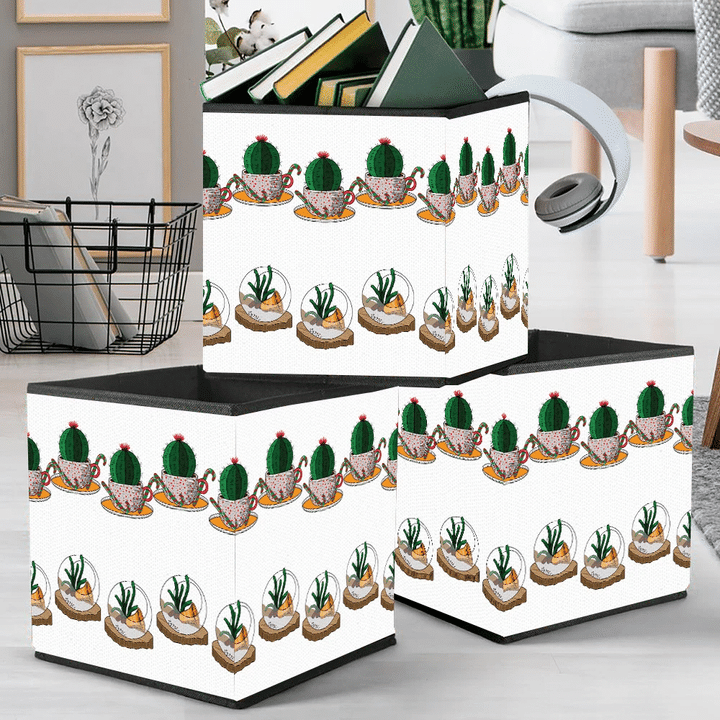 Christmas Candy Cane Bell Cactus And Succulent Art Storage Bin Storage Cube