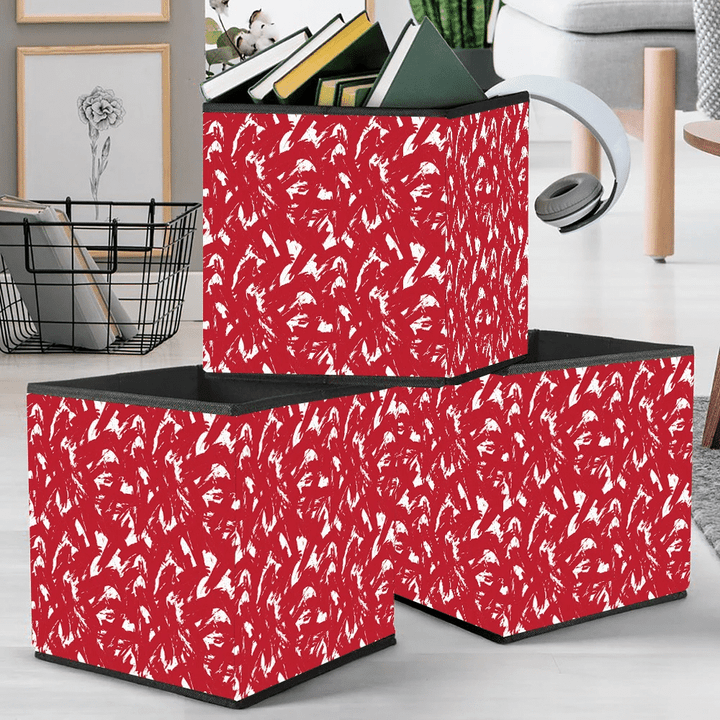 Camouflage Abstract Christmas White And Red Storage Bin Storage Cube